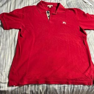Men’s Burberry polo shirt slim fit medium burgundy